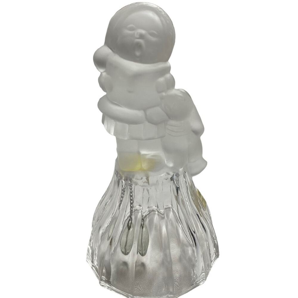 Vintage JSNY Lead Crystal Christmas Bell Caroler with Bunny Rabbit